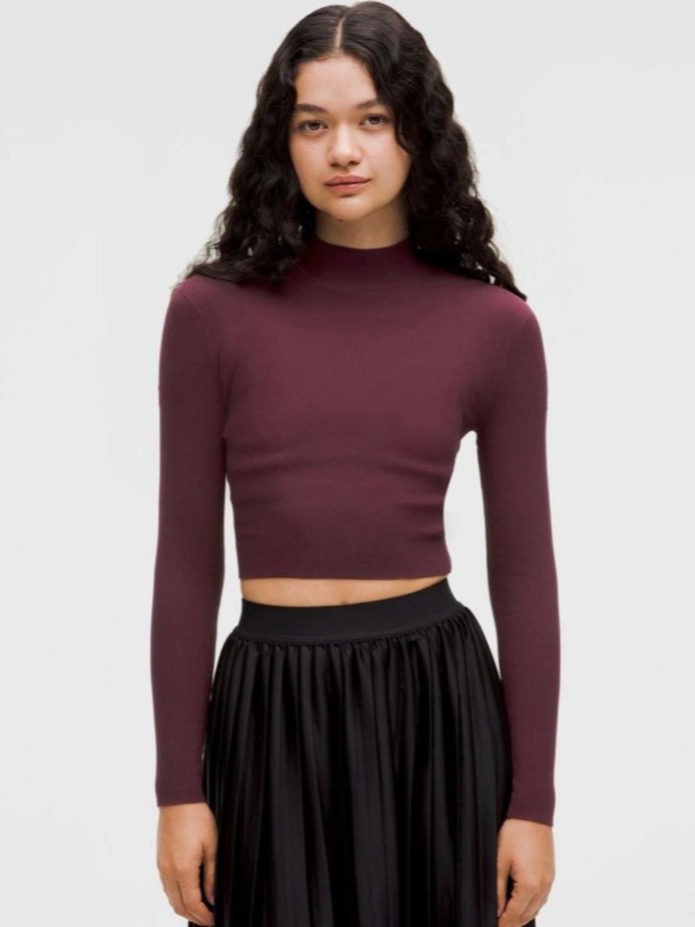 Lululemon Ribbed-Knit Twist-Back Mockneck Sweater Garnet - Picture 3 of 7